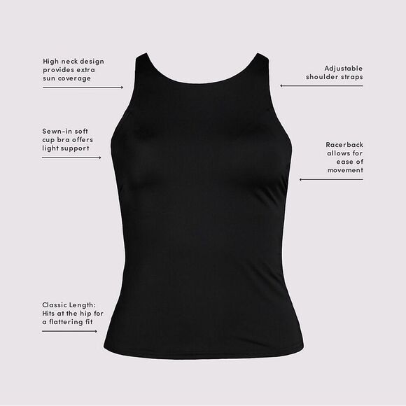 Land's End Tankini High Neck Strappy Back Soft black meadow floral cascade Var - Picture 5 of 5